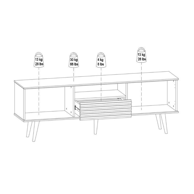 Oliver Frimmy Mid Century Modern TV Stand Up to 80" TVs Console